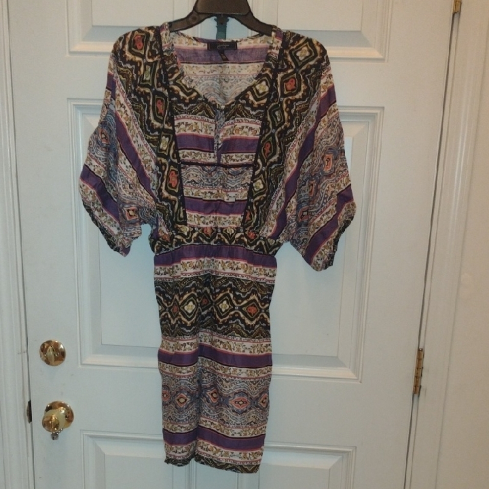 Jessica Simpson Floral Dress with Purple and Red Accents